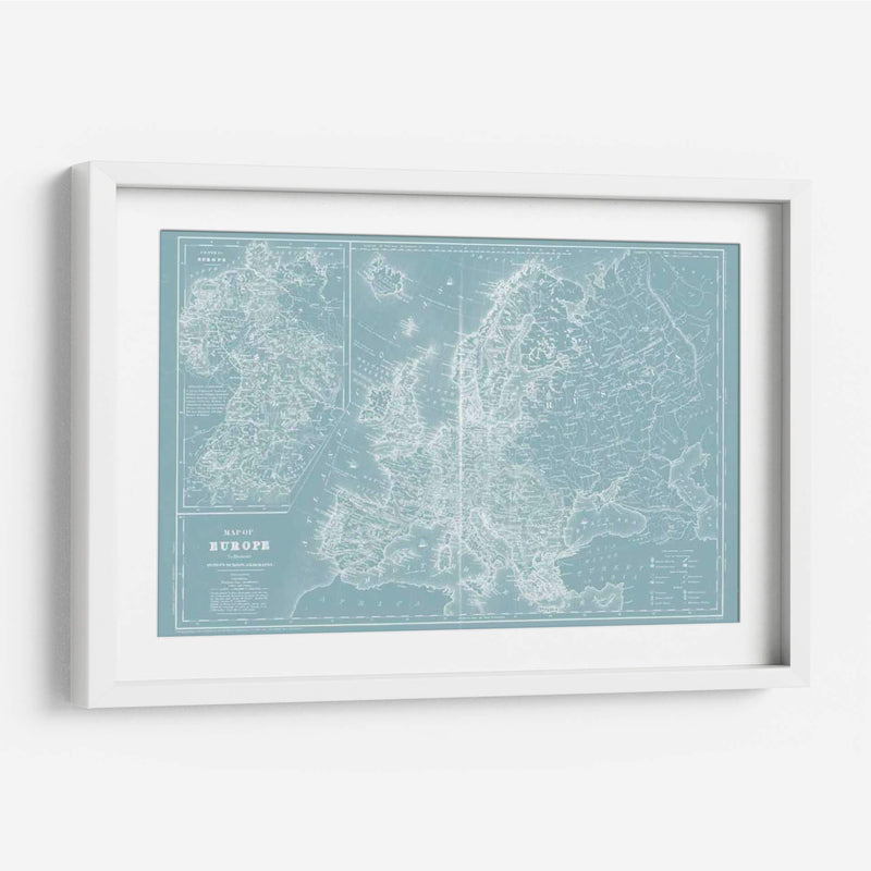 Mapa De Europa En Aqua - Mitchell | Cuadro decorativo de Canvas Lab