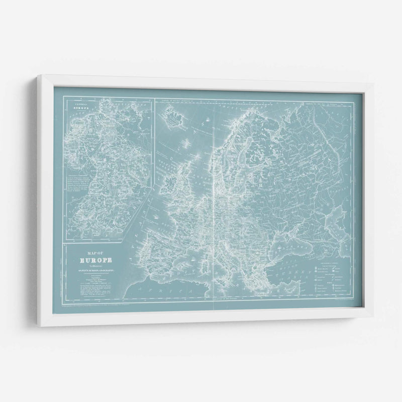 Mapa De Europa En Aqua - Mitchell | Cuadro decorativo de Canvas Lab