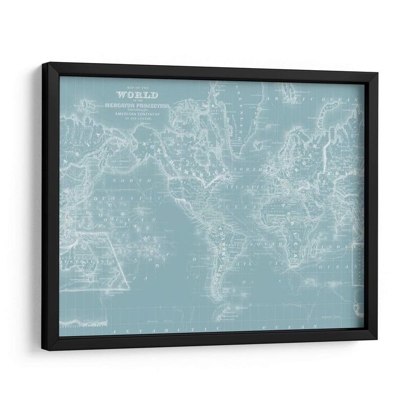 Mapa Del Mundo En Aqua - Mitchell | Cuadro decorativo de Canvas Lab