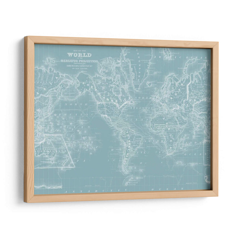 Mapa Del Mundo En Aqua - Mitchell | Cuadro decorativo de Canvas Lab