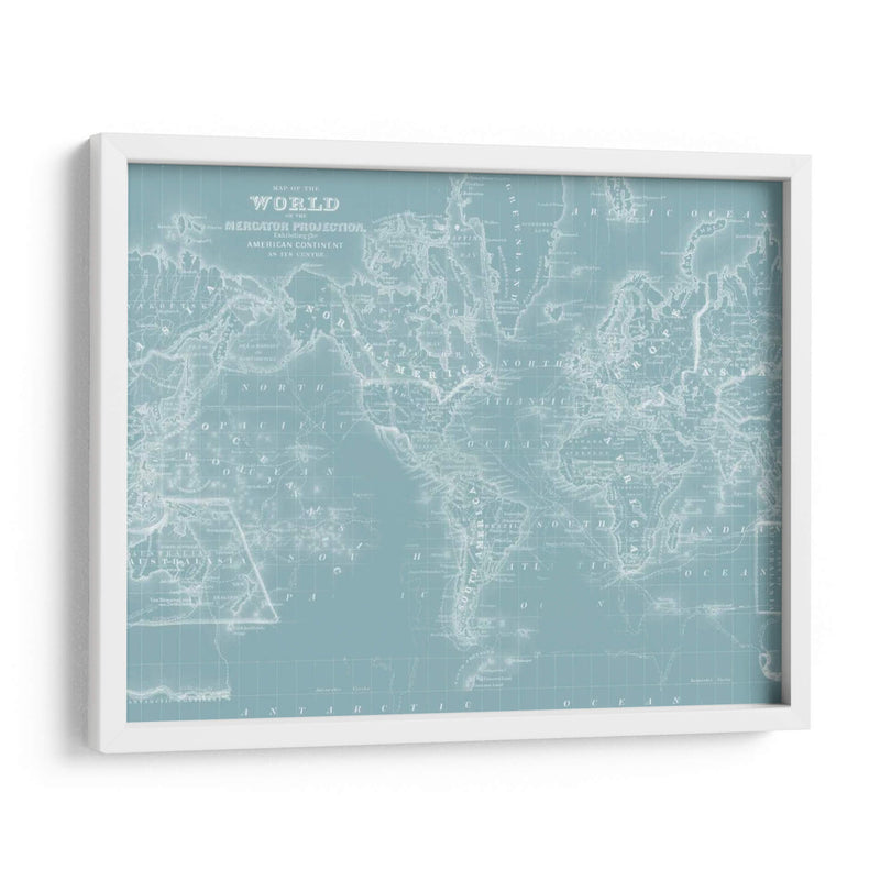 Mapa Del Mundo En Aqua - Mitchell | Cuadro decorativo de Canvas Lab