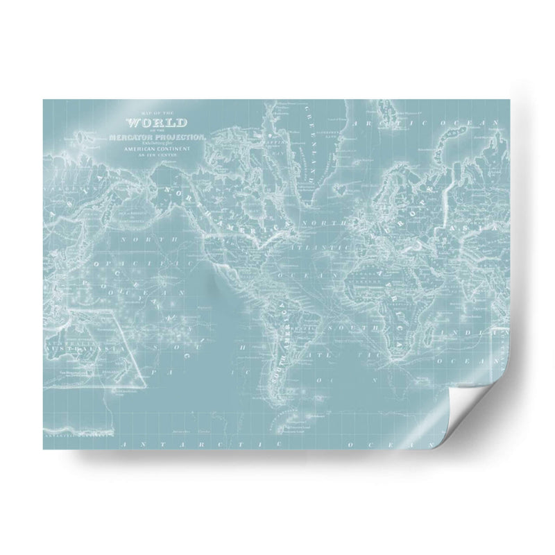 Mapa Del Mundo En Aqua - Mitchell | Cuadro decorativo de Canvas Lab