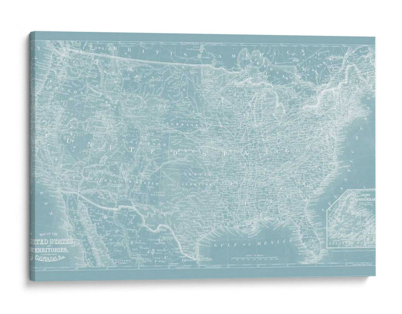 Mapa De Los Estados Unidos En Aqua - Vision Studio | Cuadro decorativo de Canvas Lab