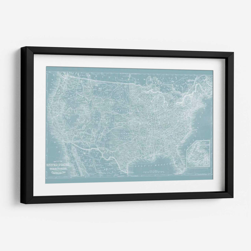 Mapa De Los Estados Unidos En Aqua - Vision Studio | Cuadro decorativo de Canvas Lab