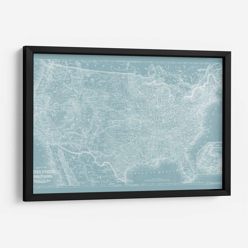 Mapa De Los Estados Unidos En Aqua - Vision Studio | Cuadro decorativo de Canvas Lab