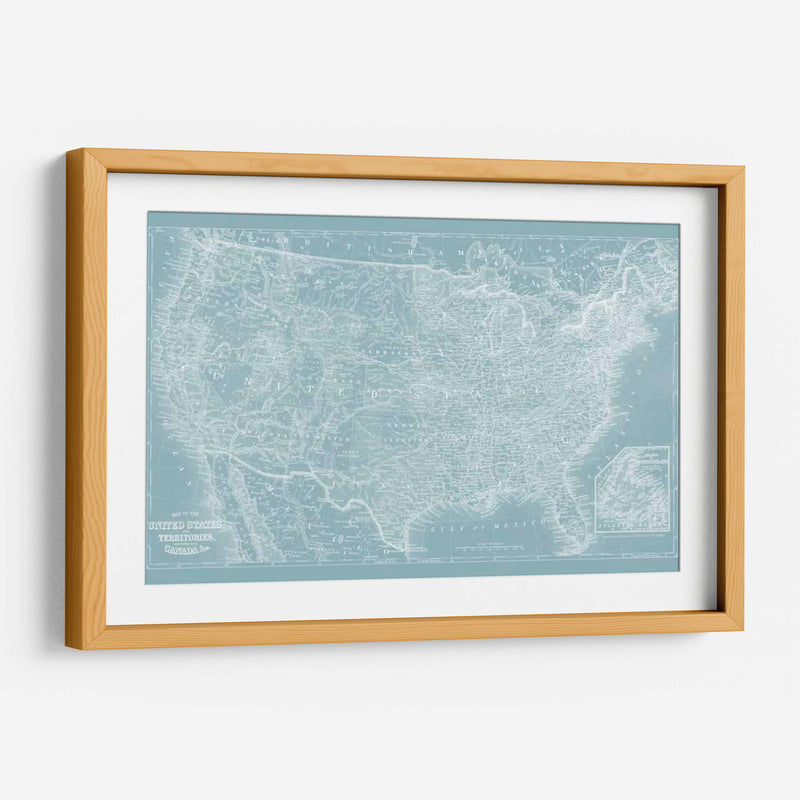 Mapa De Los Estados Unidos En Aqua - Vision Studio | Cuadro decorativo de Canvas Lab