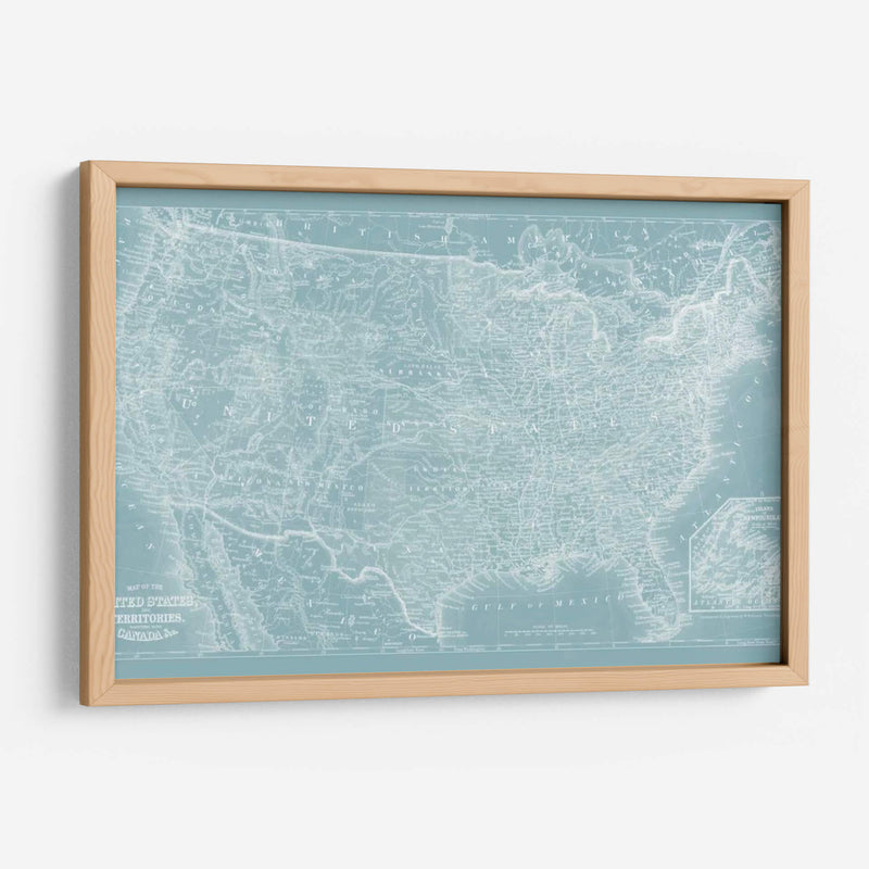 Mapa De Los Estados Unidos En Aqua - Vision Studio | Cuadro decorativo de Canvas Lab