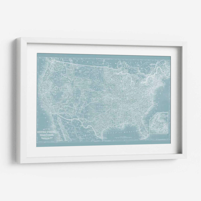 Mapa De Los Estados Unidos En Aqua - Vision Studio | Cuadro decorativo de Canvas Lab