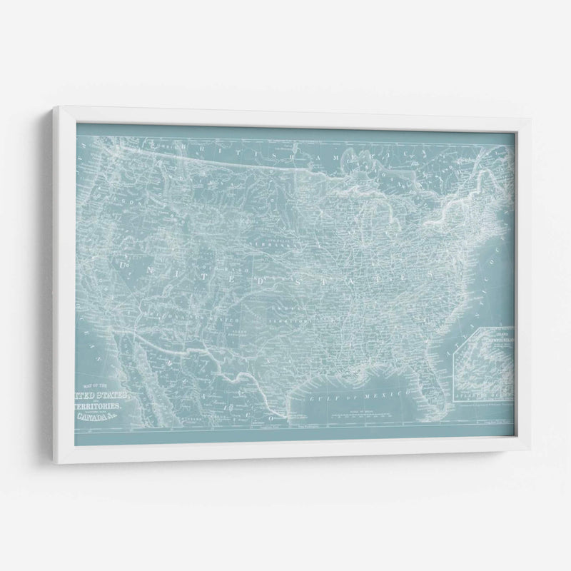 Mapa De Los Estados Unidos En Aqua - Vision Studio | Cuadro decorativo de Canvas Lab