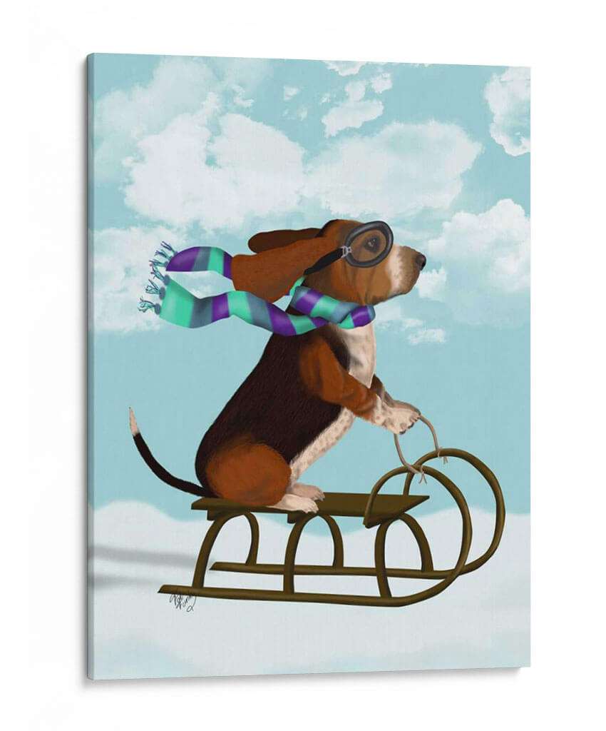 Basset Hound, Trineo - Fab Funky | Cuadro decorativo de Canvas Lab