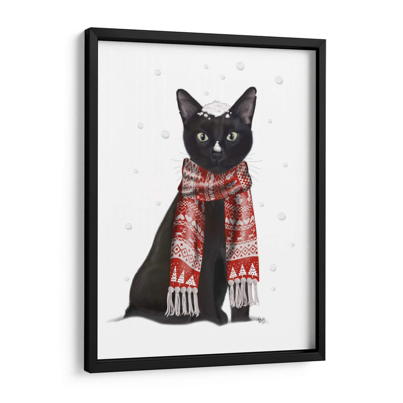 Gato Negro, Bufanda Roja - Fab Funky | Cuadro decorativo de Canvas Lab