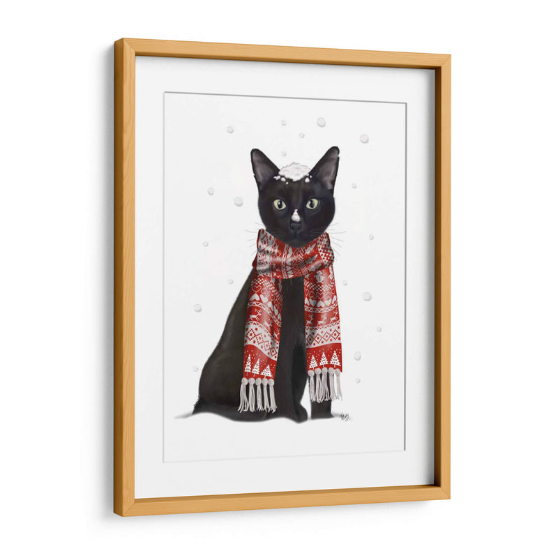 Gato Negro, Bufanda Roja - Fab Funky | Cuadro decorativo de Canvas Lab