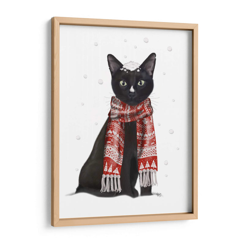 Gato Negro, Bufanda Roja - Fab Funky | Cuadro decorativo de Canvas Lab