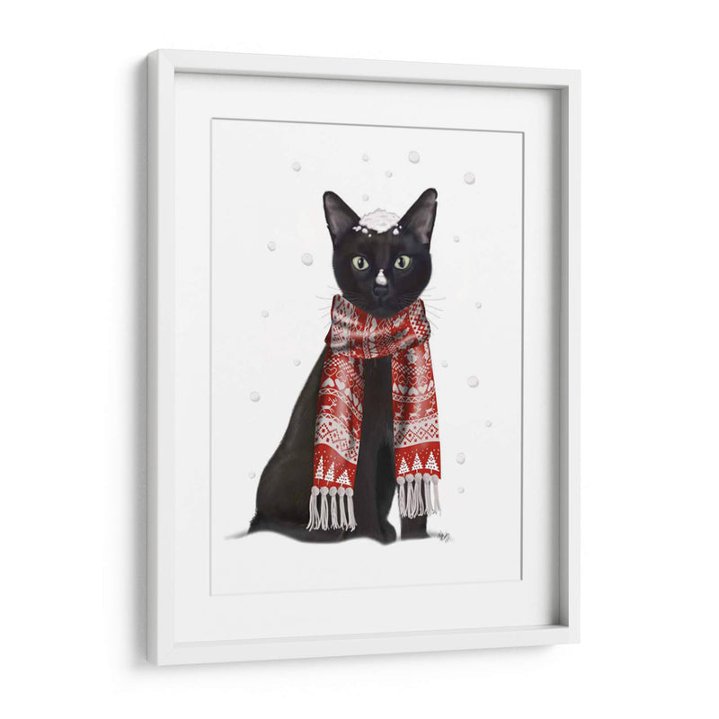 Gato Negro, Bufanda Roja - Fab Funky | Cuadro decorativo de Canvas Lab