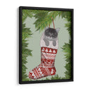 Gatito Gris En La Media De Navidad - Fab Funky | Cuadro decorativo de Canvas Lab
