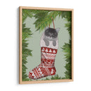 Gatito Gris En La Media De Navidad - Fab Funky | Cuadro decorativo de Canvas Lab