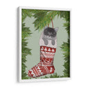 Gatito Gris En La Media De Navidad - Fab Funky | Cuadro decorativo de Canvas Lab