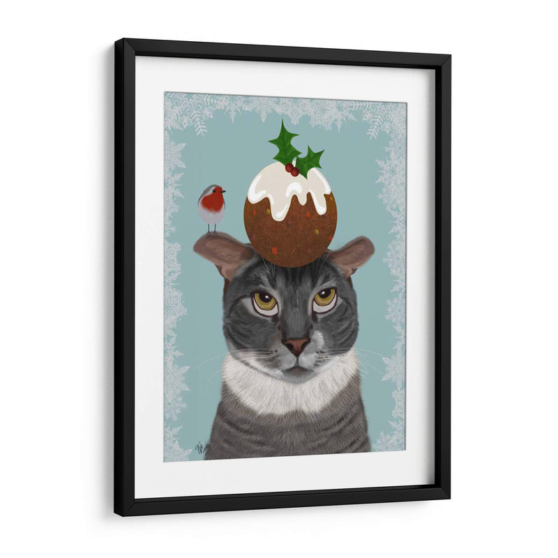 Gato Gris Y Pudín De Navidad - Fab Funky | Cuadro decorativo de Canvas Lab