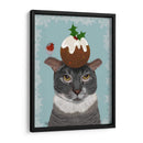 Gato Gris Y Pudín De Navidad - Fab Funky | Cuadro decorativo de Canvas Lab