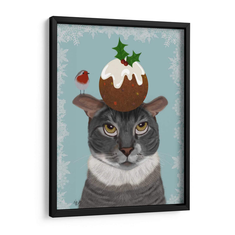 Gato Gris Y Pudín De Navidad - Fab Funky | Cuadro decorativo de Canvas Lab