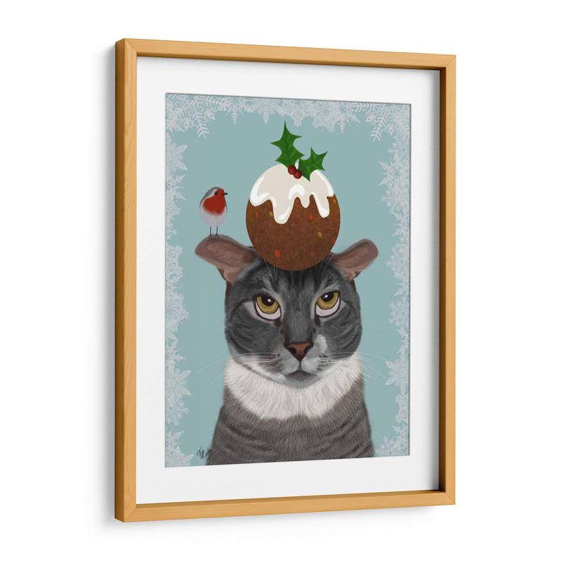 Gato Gris Y Pudín De Navidad - Fab Funky | Cuadro decorativo de Canvas Lab