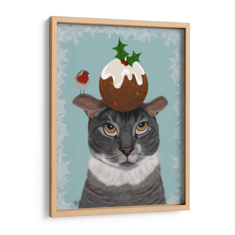 Gato Gris Y Pudín De Navidad - Fab Funky | Cuadro decorativo de Canvas Lab