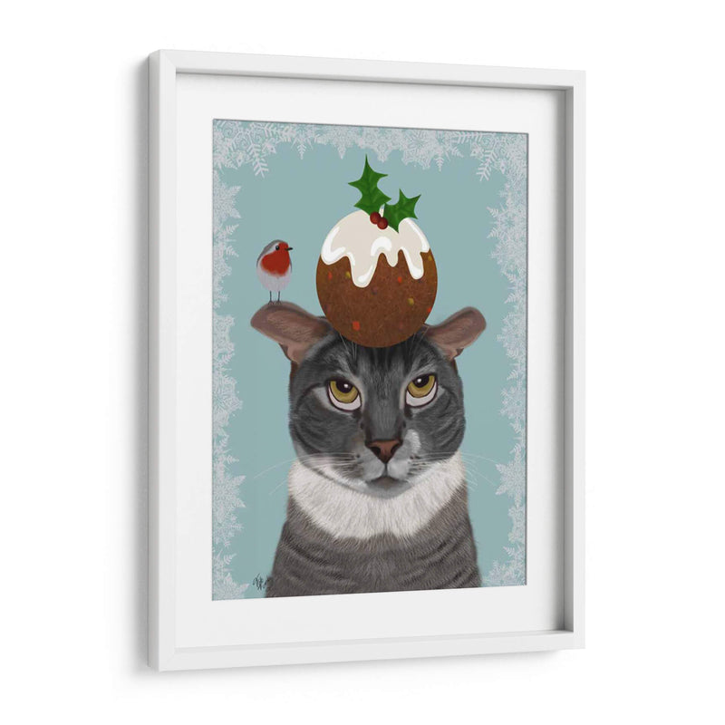 Gato Gris Y Pudín De Navidad - Fab Funky | Cuadro decorativo de Canvas Lab