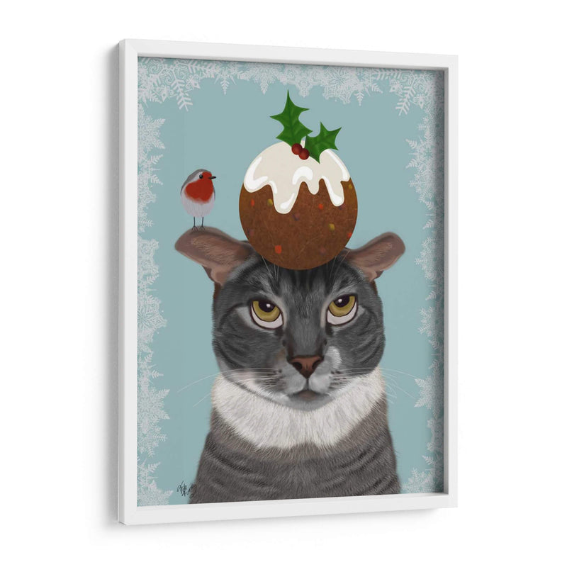 Gato Gris Y Pudín De Navidad - Fab Funky | Cuadro decorativo de Canvas Lab