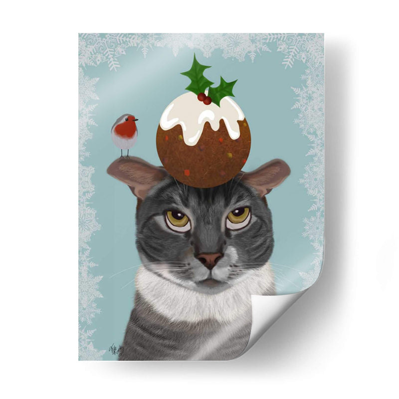 Gato Gris Y Pudín De Navidad - Fab Funky | Cuadro decorativo de Canvas Lab