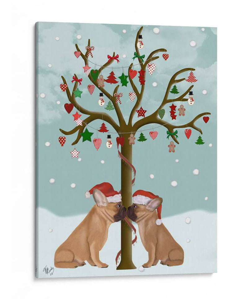 Bulldogs Franceses Y Árbol De Navidad - Fab Funky | Cuadro decorativo de Canvas Lab