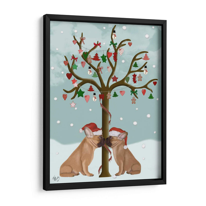 Bulldogs Franceses Y Árbol De Navidad - Fab Funky | Cuadro decorativo de Canvas Lab