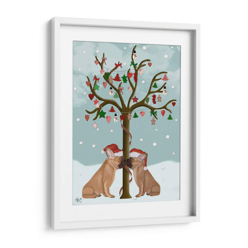 Bulldogs Franceses Y Árbol De Navidad - Fab Funky | Cuadro decorativo de Canvas Lab