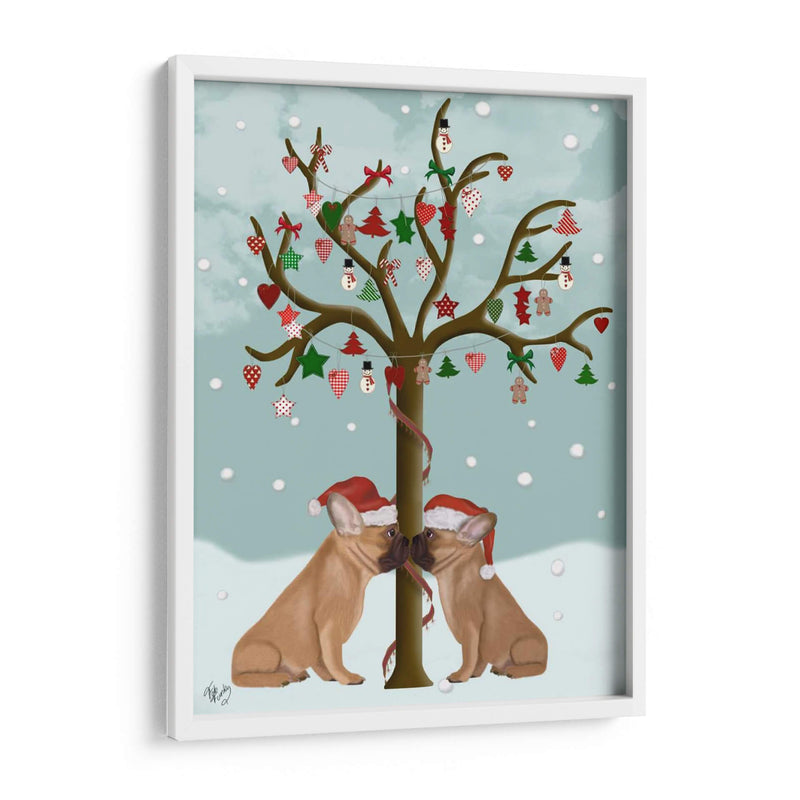 Bulldogs Franceses Y Árbol De Navidad - Fab Funky | Cuadro decorativo de Canvas Lab