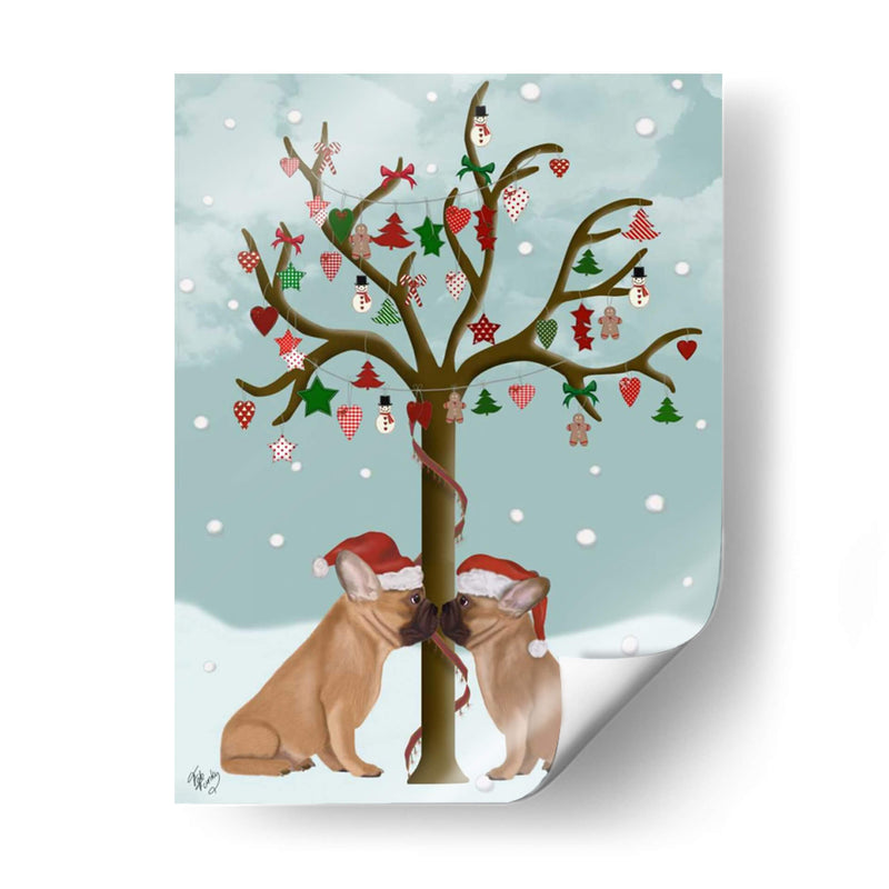 Bulldogs Franceses Y Árbol De Navidad - Fab Funky | Cuadro decorativo de Canvas Lab