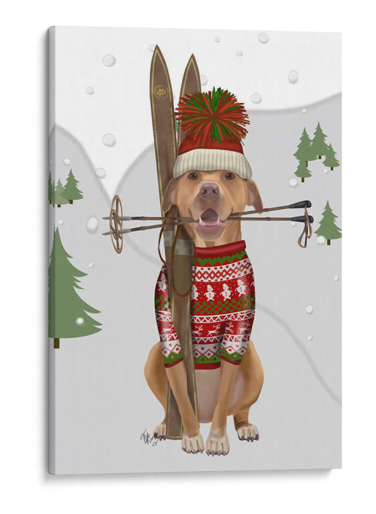 Pitbull Skiing - Fab Funky | Cuadro decorativo de Canvas Lab