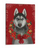 Guirnalda Husky Y Poinsettia - Fab Funky | Cuadro decorativo de Canvas Lab