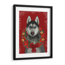 Guirnalda Husky Y Poinsettia - Fab Funky | Cuadro decorativo de Canvas Lab