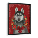 Guirnalda Husky Y Poinsettia - Fab Funky | Cuadro decorativo de Canvas Lab
