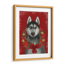 Guirnalda Husky Y Poinsettia - Fab Funky | Cuadro decorativo de Canvas Lab