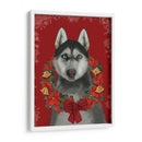 Guirnalda Husky Y Poinsettia - Fab Funky | Cuadro decorativo de Canvas Lab