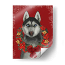 Guirnalda Husky Y Poinsettia - Fab Funky | Cuadro decorativo de Canvas Lab