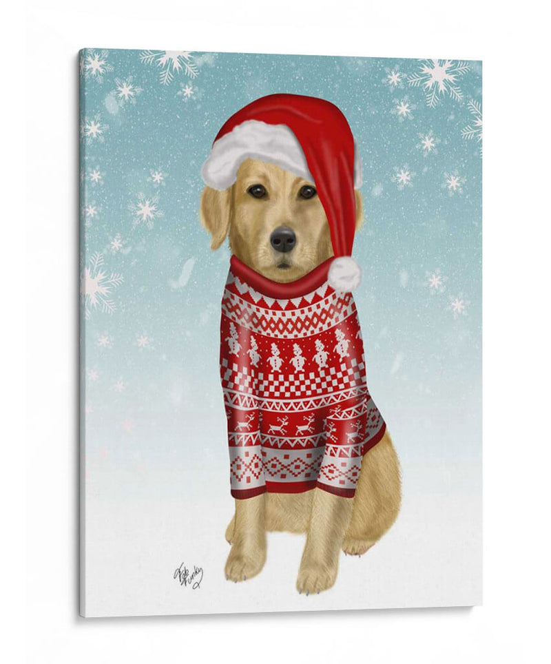 Golden Retriever En Suéter De Navidad - Fab Funky | Cuadro decorativo de Canvas Lab