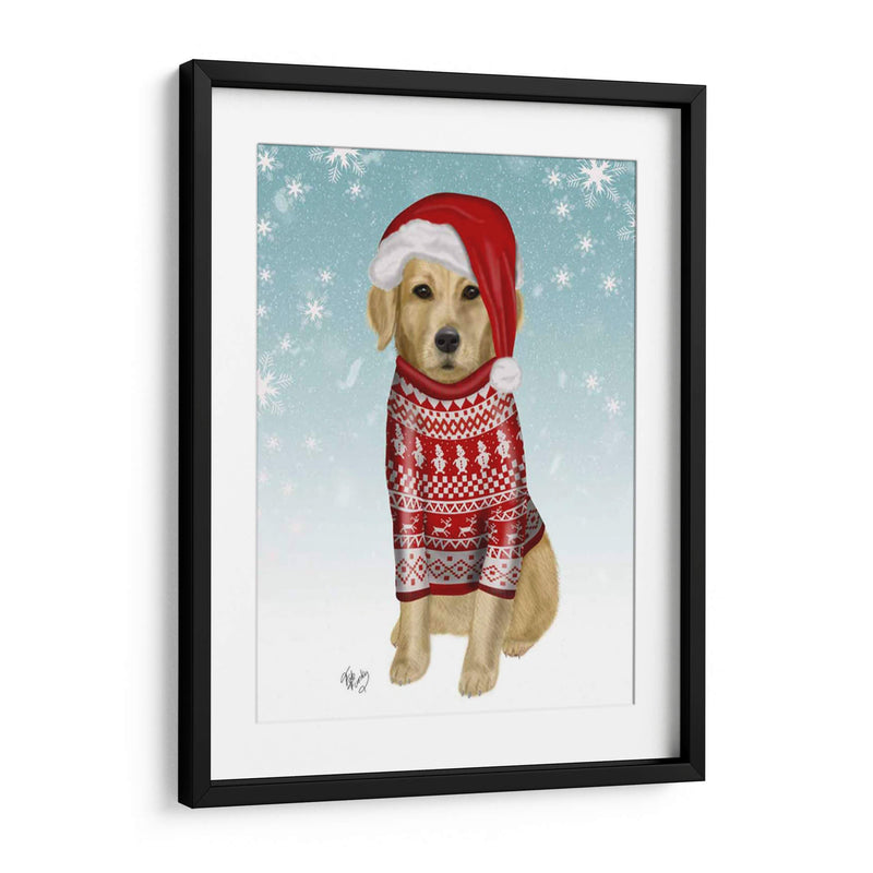 Golden Retriever En Suéter De Navidad - Fab Funky | Cuadro decorativo de Canvas Lab