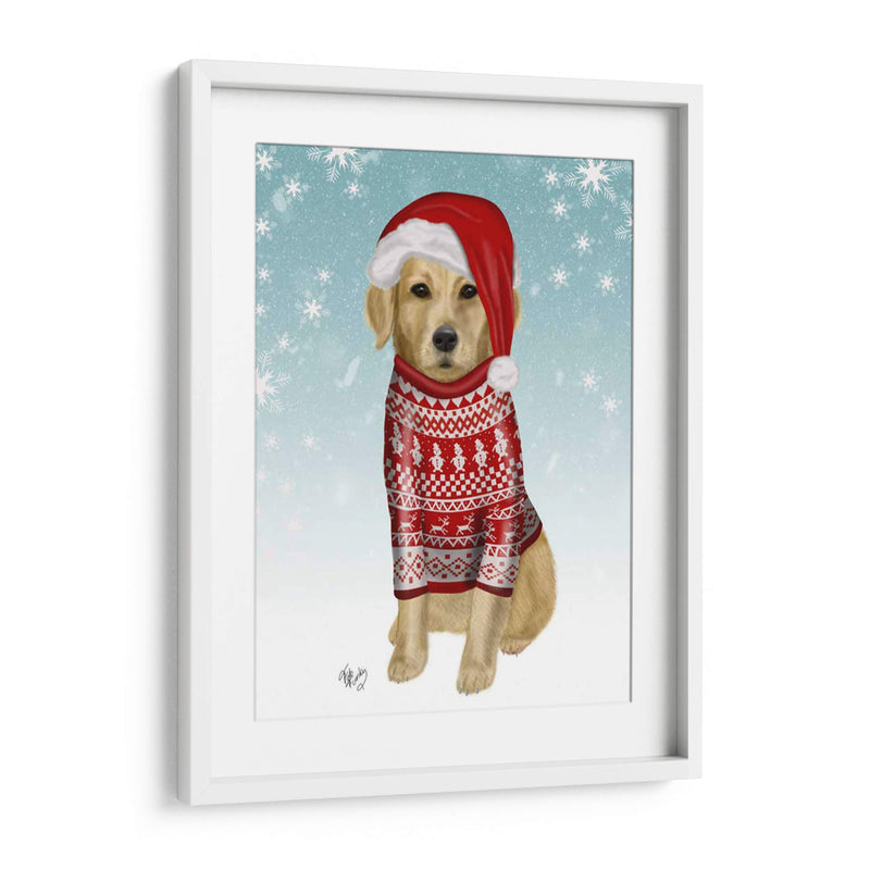 Golden Retriever En Suéter De Navidad - Fab Funky | Cuadro decorativo de Canvas Lab