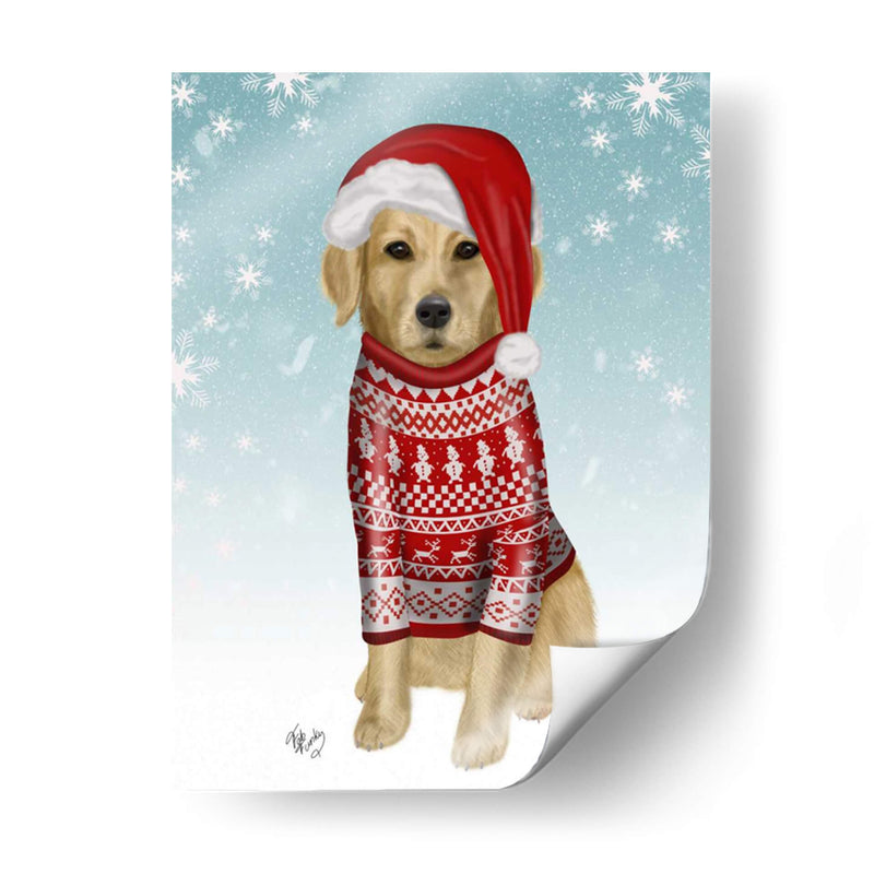 Golden Retriever En Suéter De Navidad - Fab Funky | Cuadro decorativo de Canvas Lab