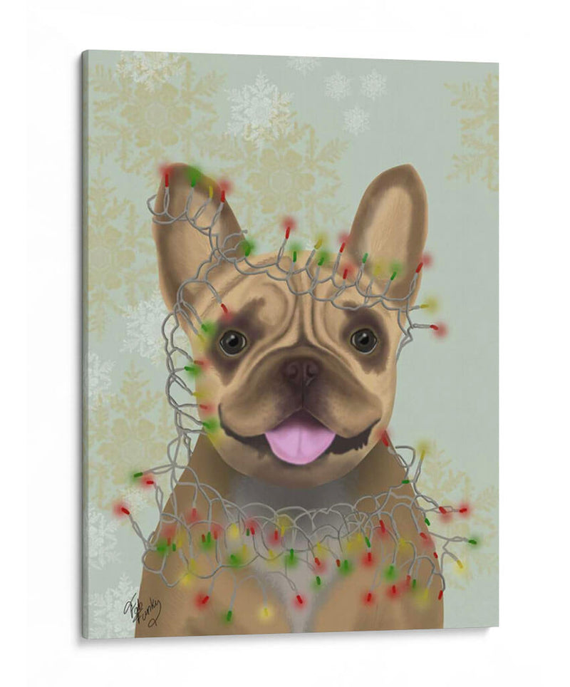 Bulldog Francés, Luces De Navidad 1 - Fab Funky | Cuadro decorativo de Canvas Lab