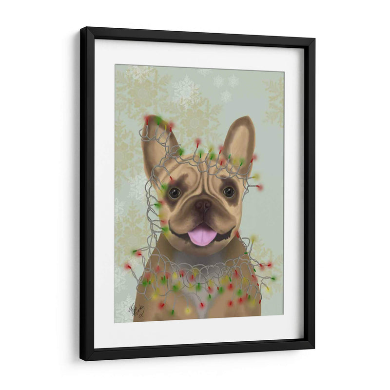 Bulldog Francés, Luces De Navidad 1 - Fab Funky | Cuadro decorativo de Canvas Lab