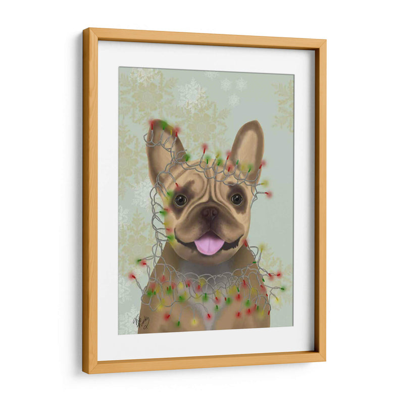 Bulldog Francés, Luces De Navidad 1 - Fab Funky | Cuadro decorativo de Canvas Lab