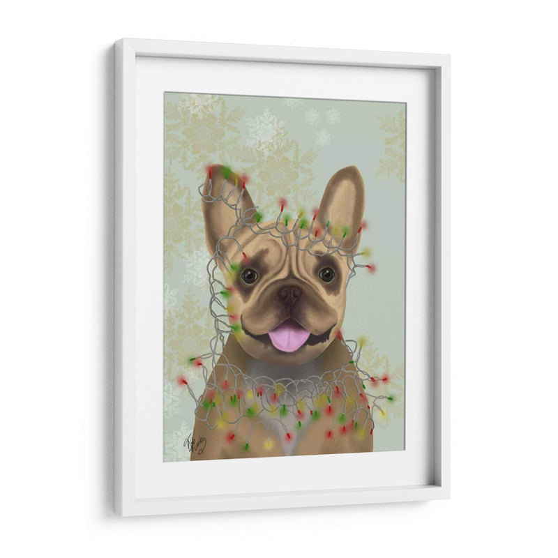 Bulldog Francés, Luces De Navidad 1 - Fab Funky | Cuadro decorativo de Canvas Lab