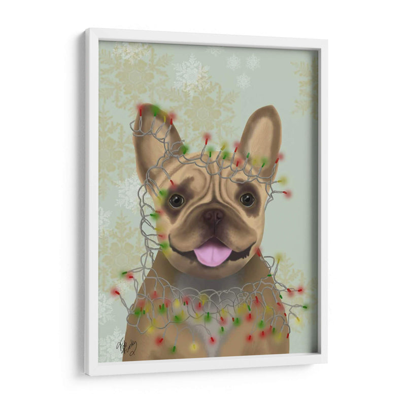 Bulldog Francés, Luces De Navidad 1 - Fab Funky | Cuadro decorativo de Canvas Lab